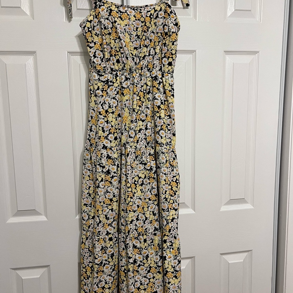 Floral Maxi Dress - Yellow and Black